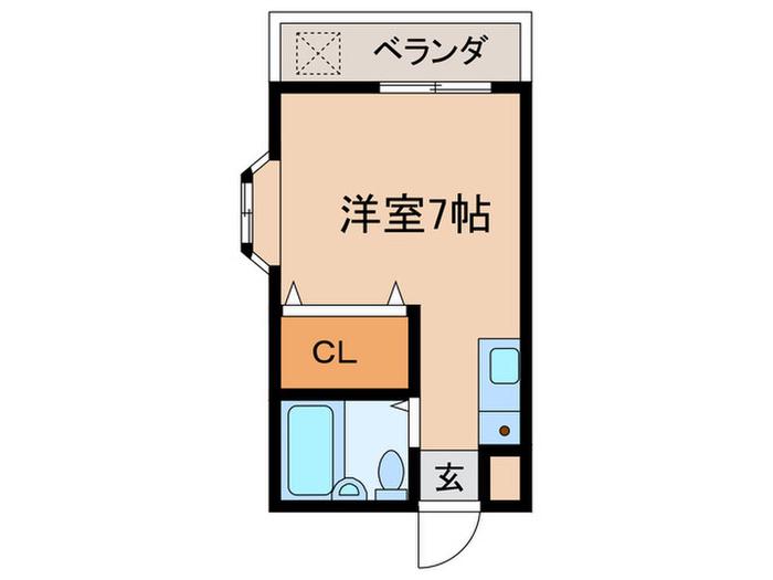 スカイハイツ(ワンルーム/2階)の間取り写真