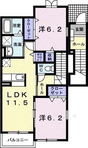 マルワフレッサ(2LDK/2階)の間取り写真
