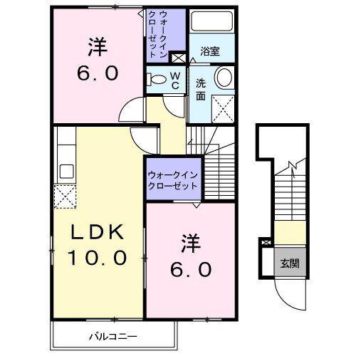 ソレイユIV(2LDK/2階)の間取り写真