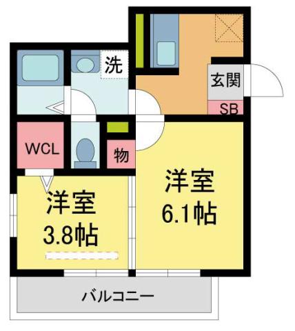 レ・セーナ甲東園(2K/3階)の間取り写真