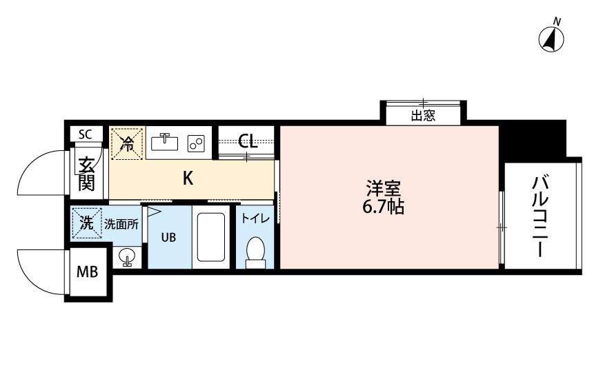 アミュゼ城野(1K/3階)の間取り写真