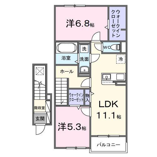 ニコ ライフ(2LDK/2階)の間取り写真