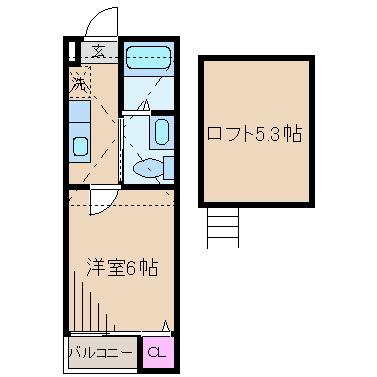 コンパートメントハウス元住吉(1K/2階)の間取り写真
