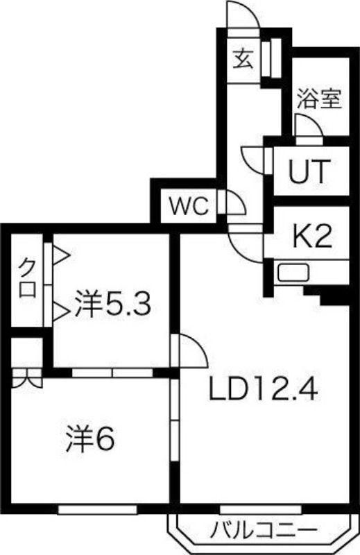 リリーコート平岸(2LDK/2階)の間取り写真
