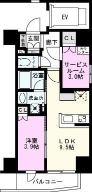 ジェイグランコート上野入谷(1SLDK/7階)の間取り写真