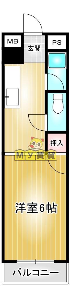 フローラ大坪(1K/3階)の間取り写真