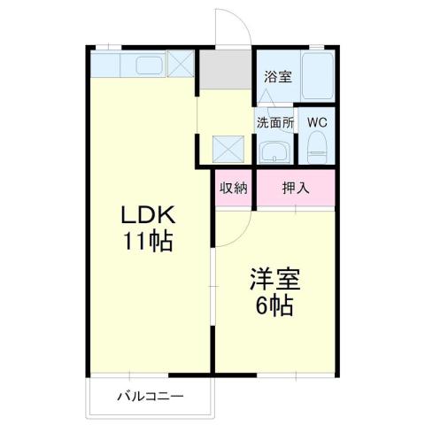 タウニー上浅田(1LDK/2階)の間取り写真