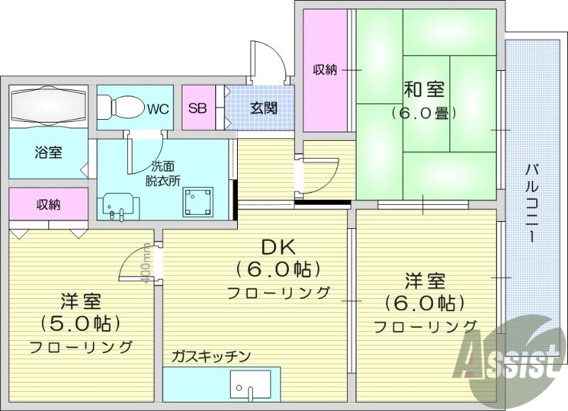 ビューラーシャトルパセリ(3DK/2階)の間取り写真