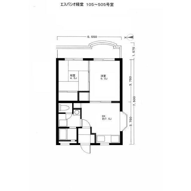 エスパシオ経堂(2DK/4階)の間取り写真