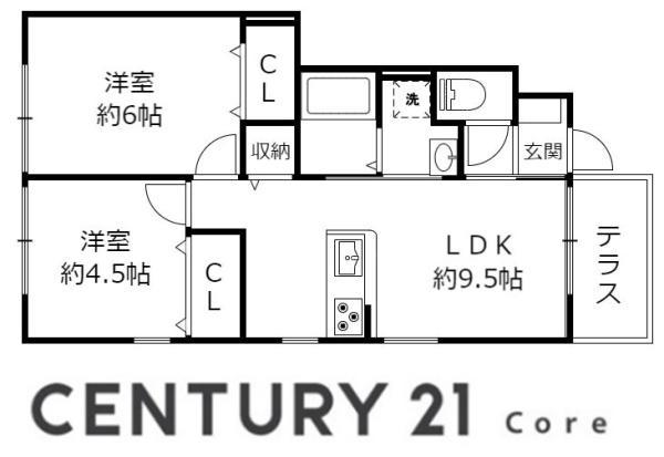 メゾンセーブル 野洲市行畑(2LDK/1階)の間取り写真