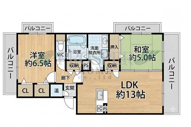 MJハイツ田島(2LDK/3階)の間取り写真