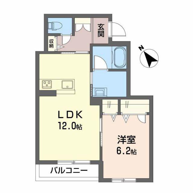 シャーメゾン ミモザ(1LDK/2階)の間取り写真