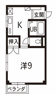 ユニテック迎町(1K/2階)の間取り写真