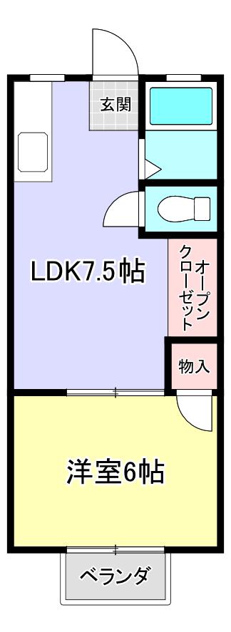 パナハイツMIYATA(1LDK/1階)の間取り写真