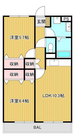 ハーブメゾン清美(2LDK/1階)の間取り写真