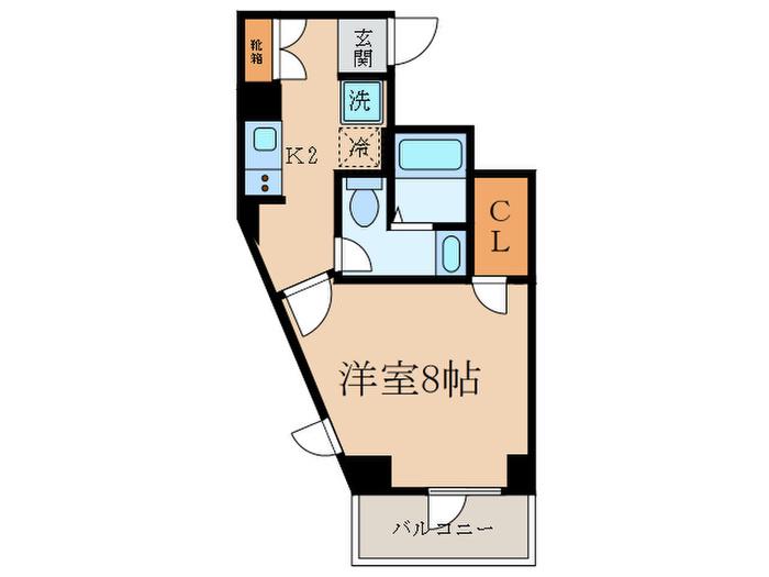 ブリリアント恵比寿(1K/2階)の間取り写真