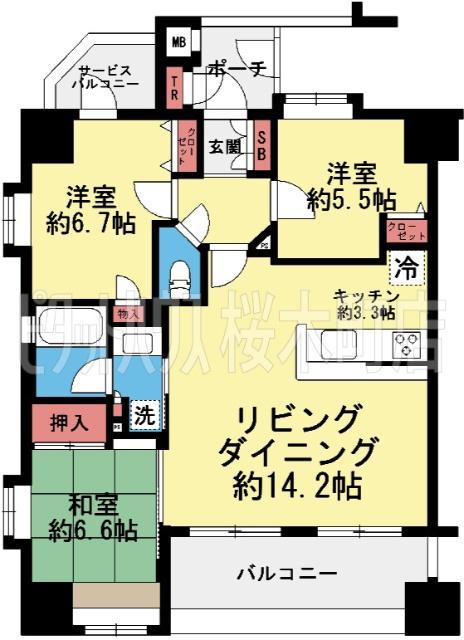 アトランティス本厚木II(3LDK/2階)の間取り写真