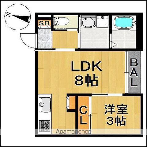 フェリーチェ今宿(1LDK/2階)の間取り写真