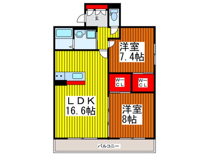 リバ-スト-ン(2LDK/1階)の間取り写真