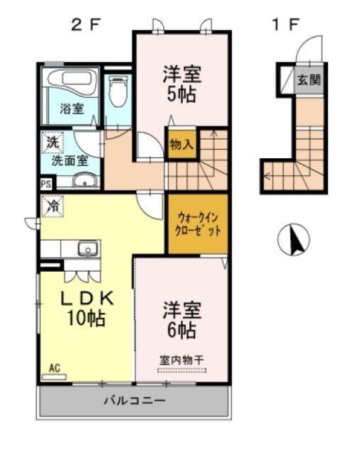 グレイスコート(2LDK/2階)の間取り写真