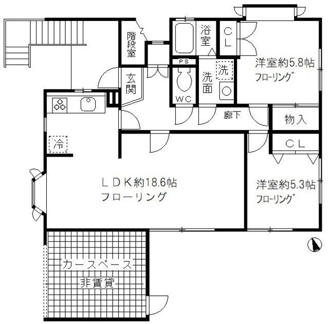 JR山手線 巣鴨駅 徒歩4分 2階建 築43年(2LDK/1階)の間取り写真