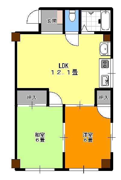カルチャーハウス(2LDK/3階)の間取り写真