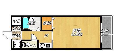 グランドハウス大野(1K/4階)の間取り写真