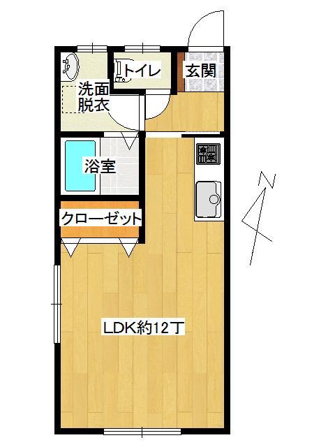 プレッソカーサ(ワンルーム/2階)の間取り写真