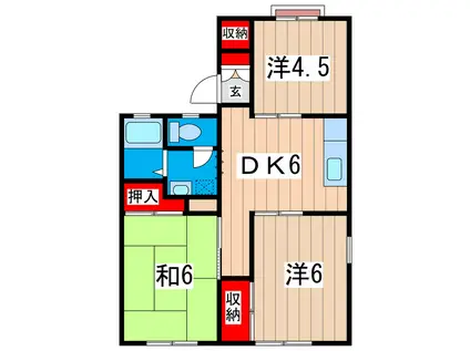 コーポ塙山(3DK/1階)の間取り写真