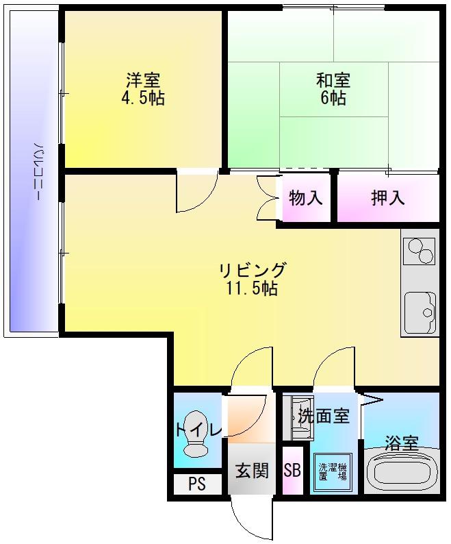 メゾンキューブ(2LDK/2階)の間取り写真
