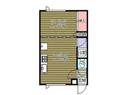 エーム松マンション(1DK/2階)の間取り写真