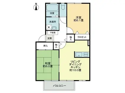 フォブール紅陽 A(2LDK/2階)の間取り写真