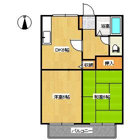 サンビレッジ竜之口D(2DK/1階)の間取り写真