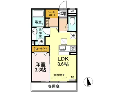 ARIA(1LDK/1階)の間取り写真