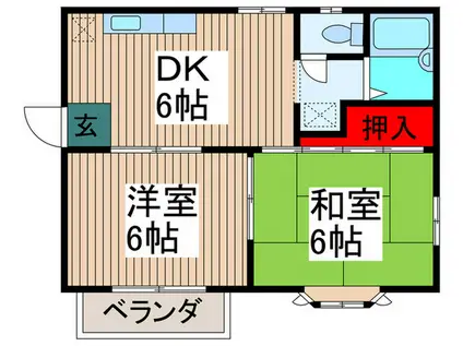 ビュークレスト(2DK/1階)の間取り写真