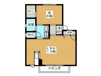 HOME LIKE 野ばら(1LDK/2階)の間取り写真