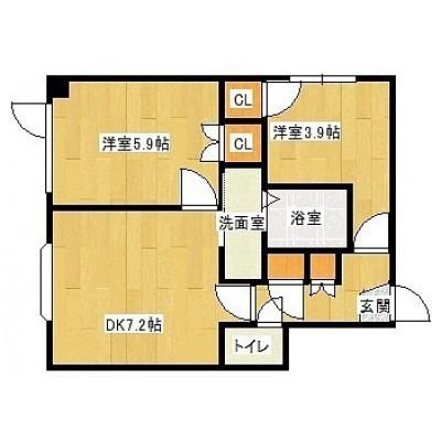 アパルトマンメルシー(2LDK/3階)の間取り写真