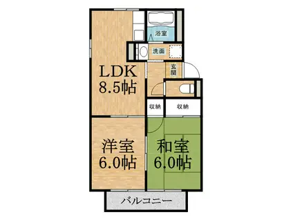 セントラルヴィレッジ(2LDK/2階)の間取り写真