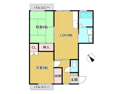 メゾニティK(2LDK/2階)の間取り写真