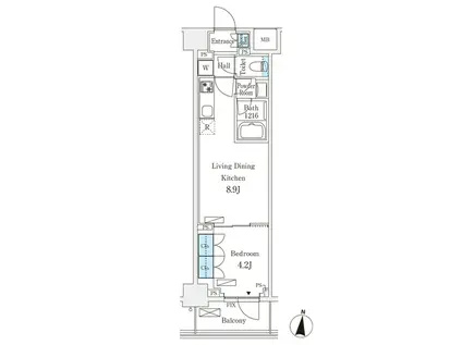 ロイジェントパークス押上錦糸町(1LDK/6階)の間取り写真