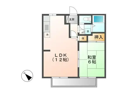ビーライン蔵王(1LDK/1階)の間取り写真