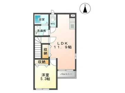 パープルハイム(ワンルーム/1階)の間取り写真