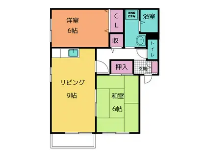 メゾン・フルーレ(2DK/2階)の間取り写真