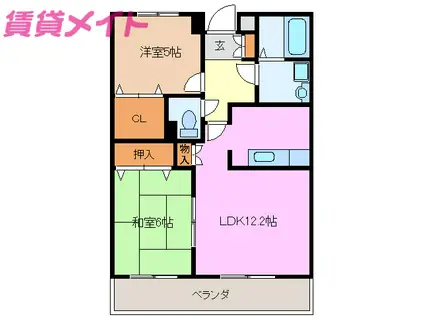 センチュリーハイランド イースト(2LDK/10階)の間取り写真