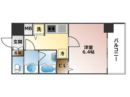 プレサンス難波フィネスト(1K/6階)の間取り写真