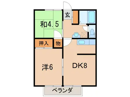 コーポ台畑(2DK/2階)の間取り写真