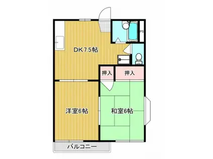 メゾン庭瀬B(2DK/2階)の間取り写真