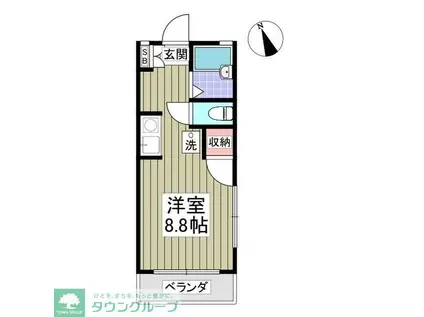 エンデヴァII(ワンルーム/1階)の間取り写真