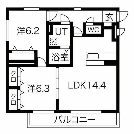 プリマヴェーラ(2LDK/3階)の間取り写真