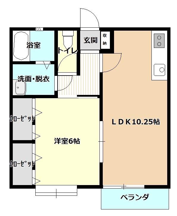 吉備コーポ(1LDK/1階)の間取り写真